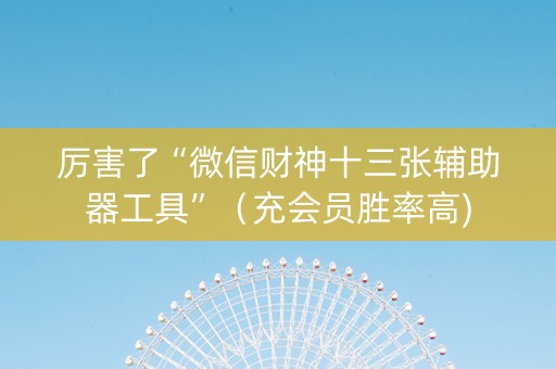 厉害了“微信财神十三张辅助器工具”（充会员胜率高)