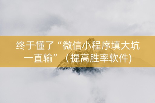 终于懂了“微信小程序填大坑一直输”（提高胜率软件)