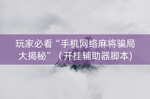 玩家必看“手机网络麻将骗局大揭秘”（开挂辅助器脚本)