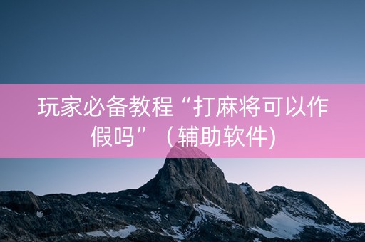 玩家必备教程“打麻将可以作假吗”（辅助软件)