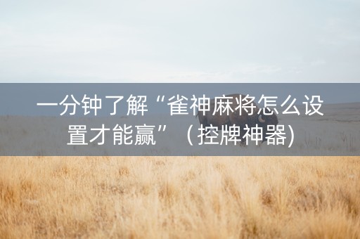 一分钟了解“雀神麻将怎么设置才能赢”（控牌神器)