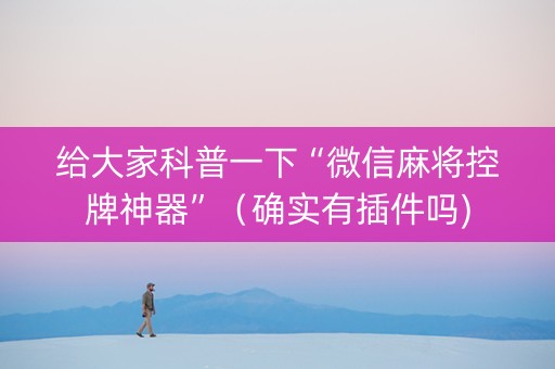 给大家科普一下“微信麻将控牌神器”（确实有插件吗)