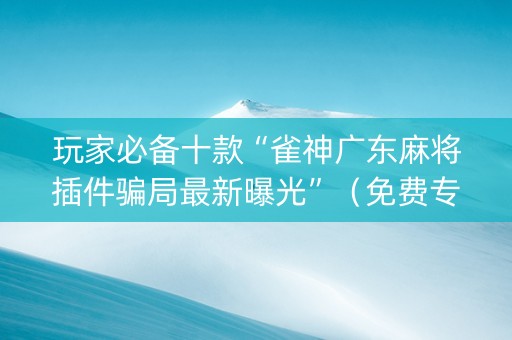 玩家必备十款“雀神广东麻将插件骗局最新曝光”（免费专用神器)