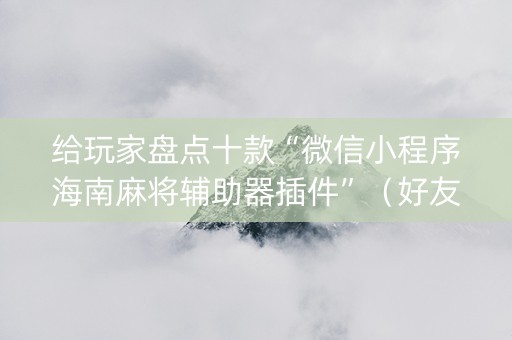 给玩家盘点十款“微信小程序海南麻将辅助器插件”（好友房怎么才能赢)