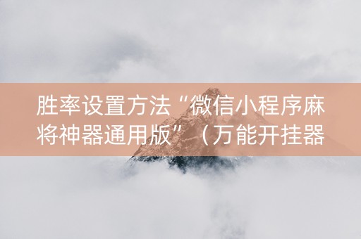胜率设置方法“微信小程序麻将神器通用版”（万能开挂器)