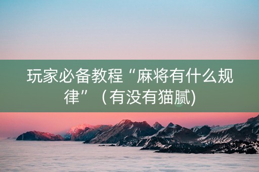玩家必备教程“麻将有什么规律”（有没有猫腻)
