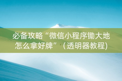 必备攻略“微信小程序锄大地怎么拿好牌”（透明器教程)