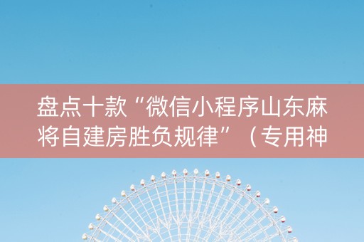 盘点十款“微信小程序山东麻将自建房胜负规律”（专用神器下载)