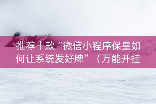 推荐十款“微信小程序保皇如何让系统发好牌”（万能开挂神器)