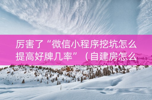 厉害了“微信小程序挖坑怎么提高好牌几率”（自建房怎么赢)