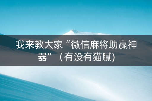 我来教大家“微信麻将助赢神器”（有没有猫腻)