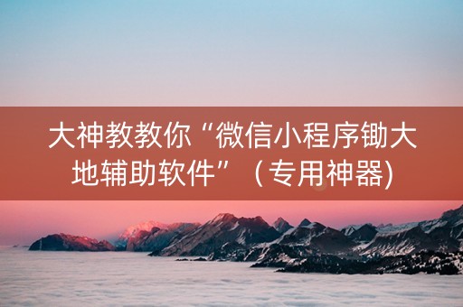 大神教教你“微信小程序锄大地辅助软件”（专用神器)