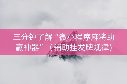 三分钟了解“微小程序麻将助赢神器”（辅助挂发牌规律)