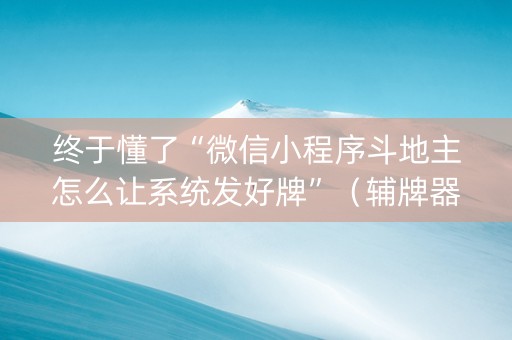 终于懂了“微信小程序斗地主怎么让系统发好牌”（辅牌器插件购买)