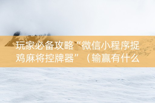 玩家必备攻略“微信小程序捉鸡麻将控牌器”（输赢有什么规律)