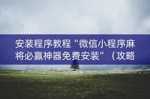 安装程序教程“微信小程序麻将必赢神器免费安装”（攻略插件)
