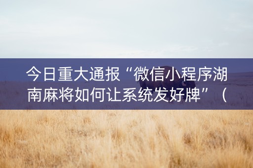 今日重大通报“微信小程序湖南麻将如何让系统发好牌”（怎么提高胜率)