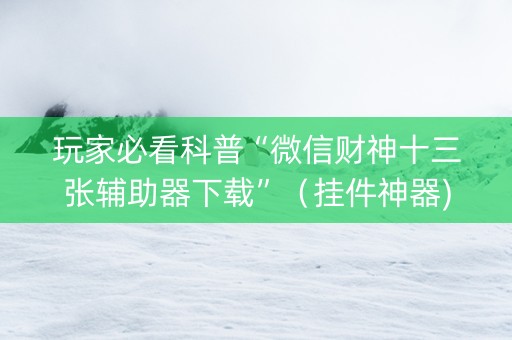 玩家必看科普“微信财神十三张辅助器下载”（挂件神器)