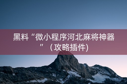 黑料“微小程序河北麻将神器”（攻略插件)