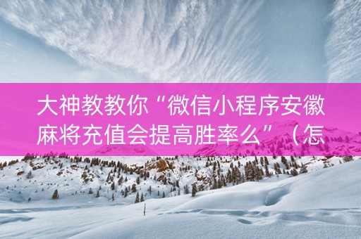 大神教教你“微信小程序安徽麻将充值会提高胜率么”（怎么设置能有好牌)