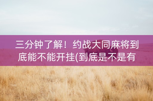 三分钟了解！约战大同麻将到底能不能开挂(到底是不是有挂)
