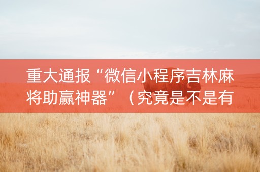 重大通报“微信小程序吉林麻将助赢神器”（究竟是不是有挂)