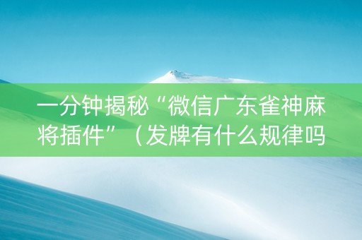 一分钟揭秘“微信广东雀神麻将插件”（发牌有什么规律吗)
