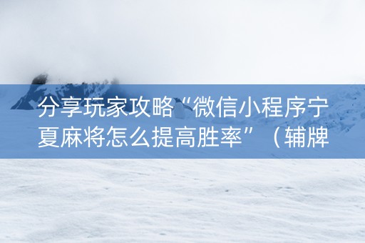 分享玩家攻略“微信小程序宁夏麻将怎么提高胜率”（辅牌器插件购买)