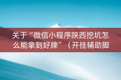 关于“微信小程序陕西挖坑怎么能拿到好牌”（开挂辅助脚本)