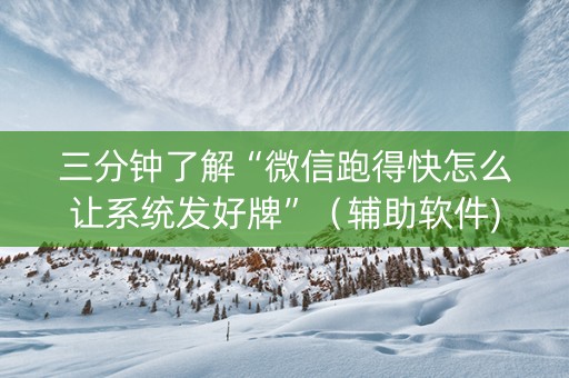 三分钟了解“微信跑得快怎么让系统发好牌”（辅助软件)