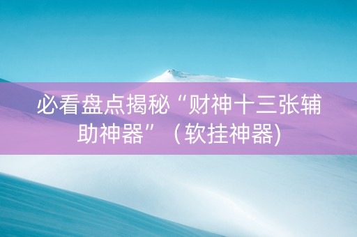 必看盘点揭秘“财神十三张辅助神器”（软挂神器)