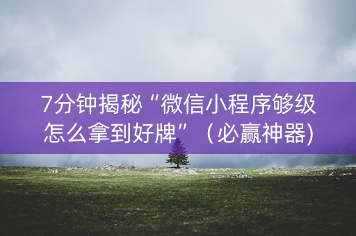 7分钟揭秘“微信小程序够级怎么拿到好牌”（必赢神器)