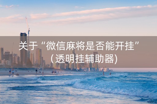 关于“微信麻将是否能开挂”（透明挂辅助器)