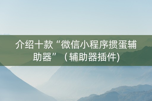介绍十款“微信小程序掼蛋辅助器”（辅助器插件)