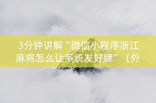 3分钟讲解“微信小程序浙江麻将怎么让系统发好牌”（外辅工具)