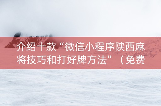 介绍十款“微信小程序陕西麻将技巧和打好牌方法”（免费辅助)