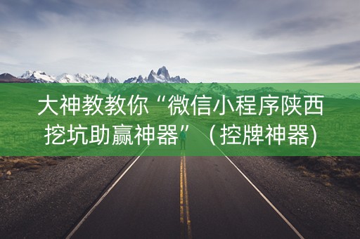 大神教教你“微信小程序陕西挖坑助赢神器”（控牌神器)