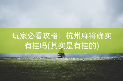 玩家必看攻略！杭州麻将确实有挂吗(其实是有挂的)