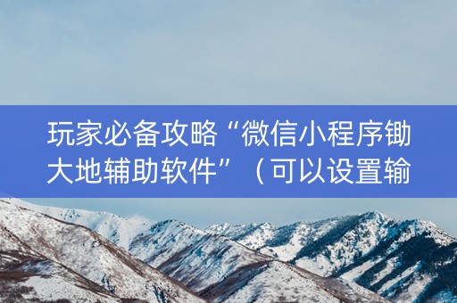 玩家必备攻略“微信小程序锄大地辅助软件”（可以设置输赢吗)