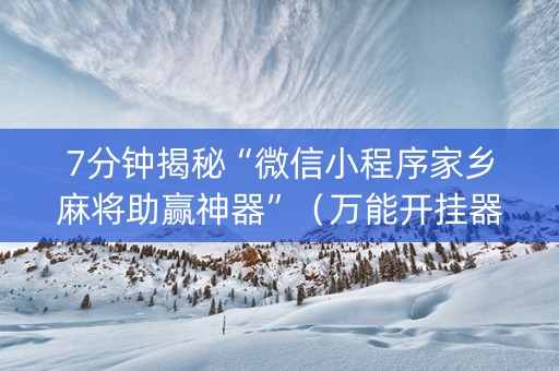 7分钟揭秘“微信小程序家乡麻将助赢神器”（万能开挂器)