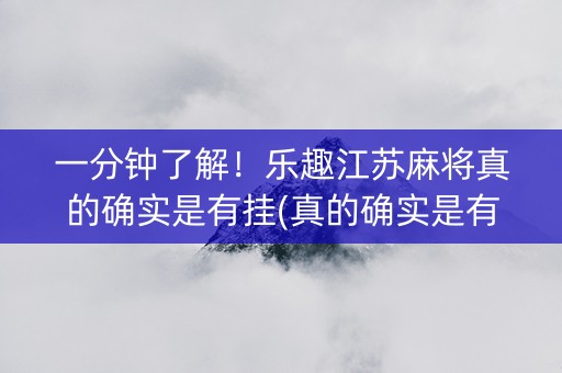一分钟了解！乐趣江苏麻将真的确实是有挂(真的确实是有挂)