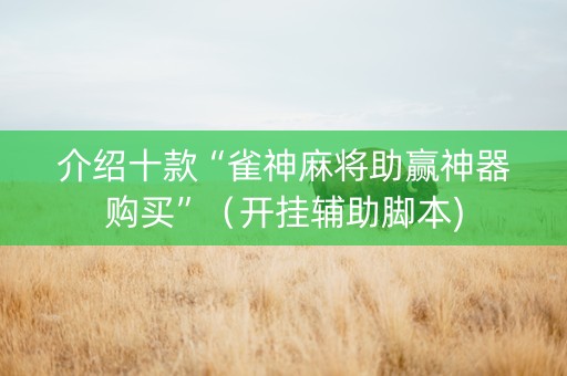 介绍十款“雀神麻将助赢神器购买”（开挂辅助脚本)