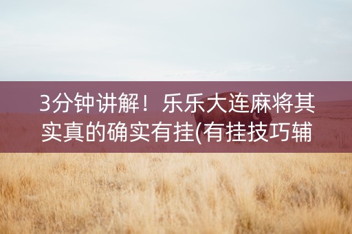 3分钟讲解！乐乐大连麻将其实真的确实有挂(有挂技巧辅助器)