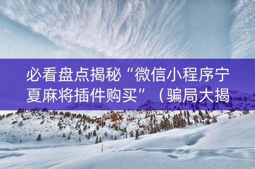 必看盘点揭秘“微信小程序宁夏麻将插件购买”（骗局大揭秘)