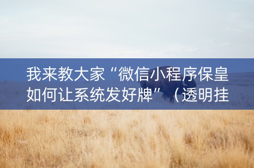 我来教大家“微信小程序保皇如何让系统发好牌”（透明挂辅助器)
