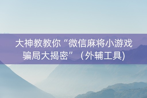 大神教教你“微信麻将小游戏骗局大揭密”（外辅工具)