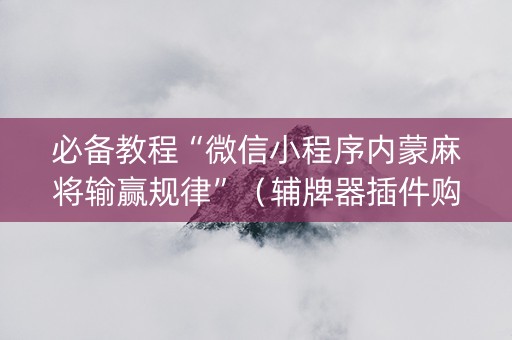 必备教程“微信小程序内蒙麻将输赢规律”（辅牌器插件购买)