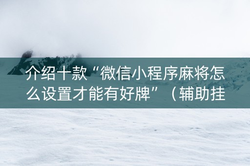 介绍十款“微信小程序麻将怎么设置才能有好牌”（辅助挂发牌规律)