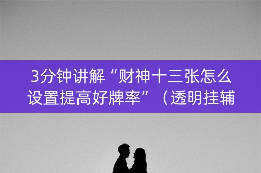3分钟讲解“财神十三张怎么设置提高好牌率”（透明挂辅助器)