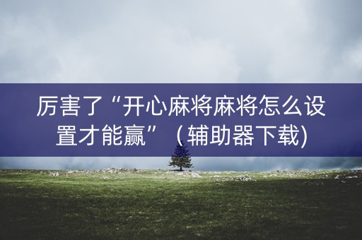 厉害了“开心麻将麻将怎么设置才能赢”（辅助器下载)